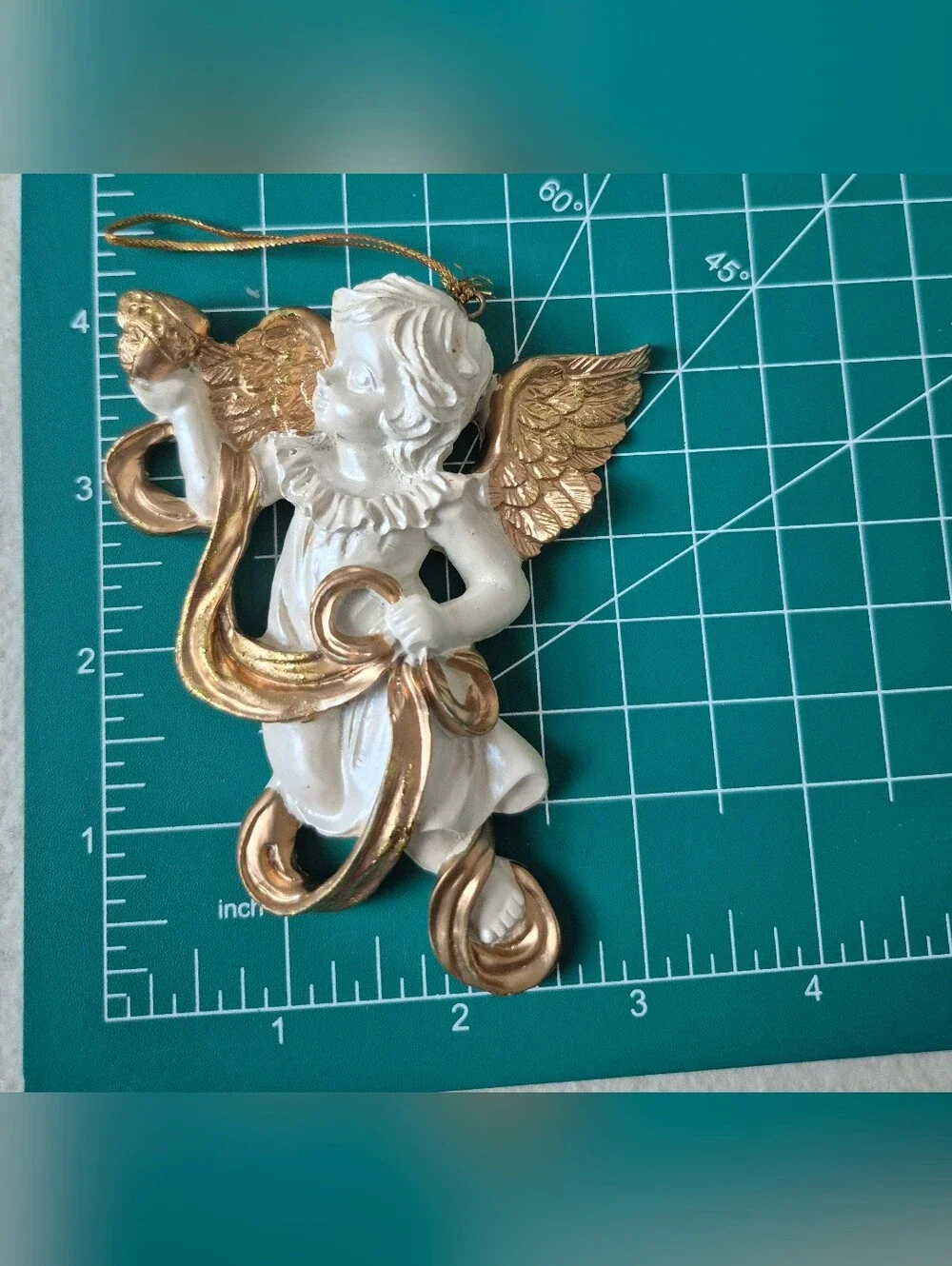 Vintage White and Gold Cherub Holiday Ornaments - Set of 6